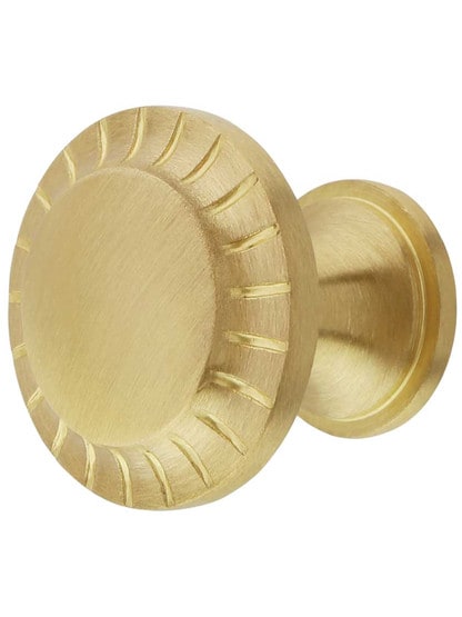 Vintage 1900 Cabinet Knob - 1 3/16 inch Diameter in Satin Brass.